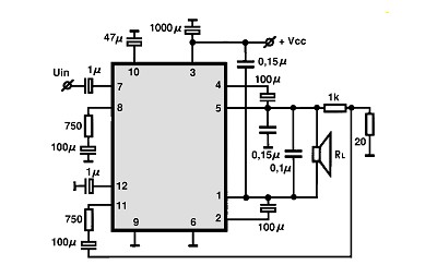 TA8270P BTL circuito eletronico